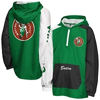 Youth Mitchell & Ness Kelly Green Boston Celtics Playoff Anorak Quarter-Zip Windbreaker