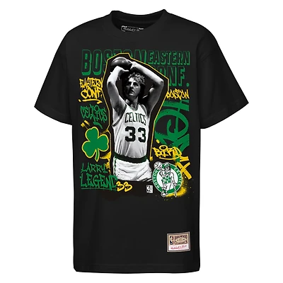 T-shirt Mitchell & Ness Larry Bird noir pour enfant, souvenir de la star des Boston Celtics