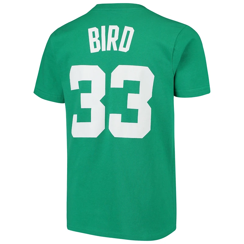 Youth Mitchell & Ness Larry Bird Kelly Green Boston Celtics Hardwood Classics Name Number T-Shirt