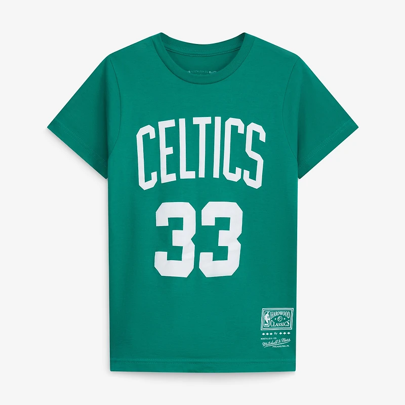 Youth Mitchell & Ness Larry Bird Kelly Green Boston Celtics Hardwood Classics Name Number T-Shirt