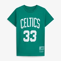 Youth Mitchell & Ness Larry Bird Kelly Green Boston Celtics Hardwood Classics Name Number T-Shirt