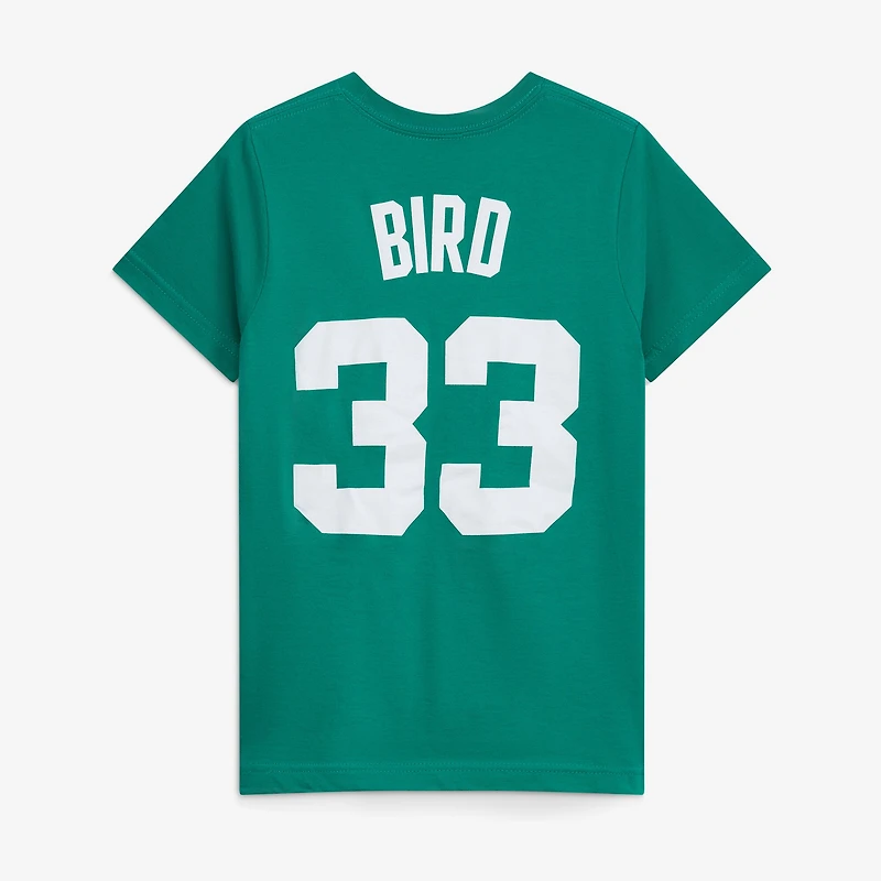 Youth Mitchell & Ness Larry Bird Kelly Green Boston Celtics Hardwood Classics Name Number T-Shirt