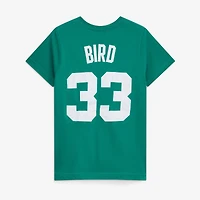 Youth Mitchell & Ness Larry Bird Kelly Green Boston Celtics Hardwood Classics Name Number T-Shirt