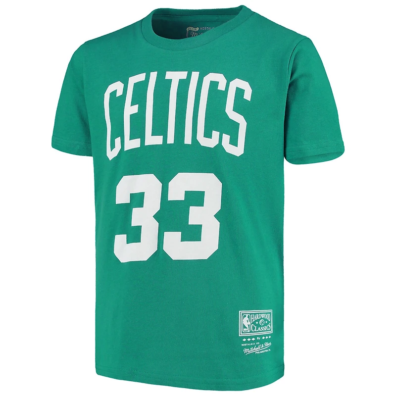 Youth Mitchell & Ness Larry Bird Kelly Green Boston Celtics Hardwood Classics Name Number T-Shirt