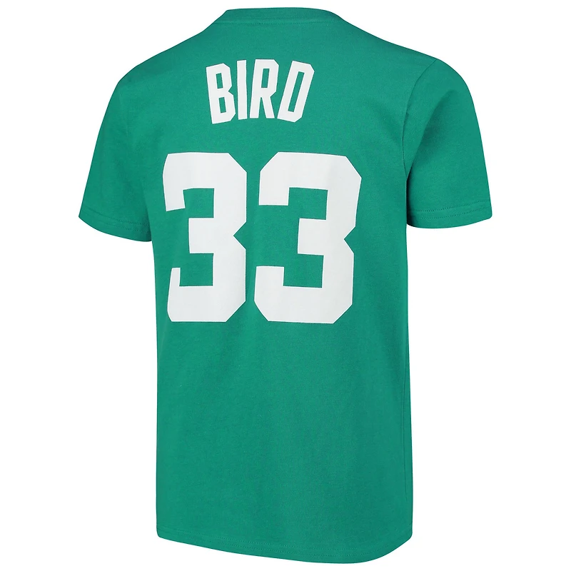 Youth Mitchell & Ness Larry Bird Kelly Green Boston Celtics Hardwood Classics Name Number T-Shirt