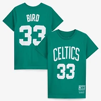 Youth Mitchell & Ness Larry Bird Kelly Green Boston Celtics Hardwood Classics Name Number T-Shirt