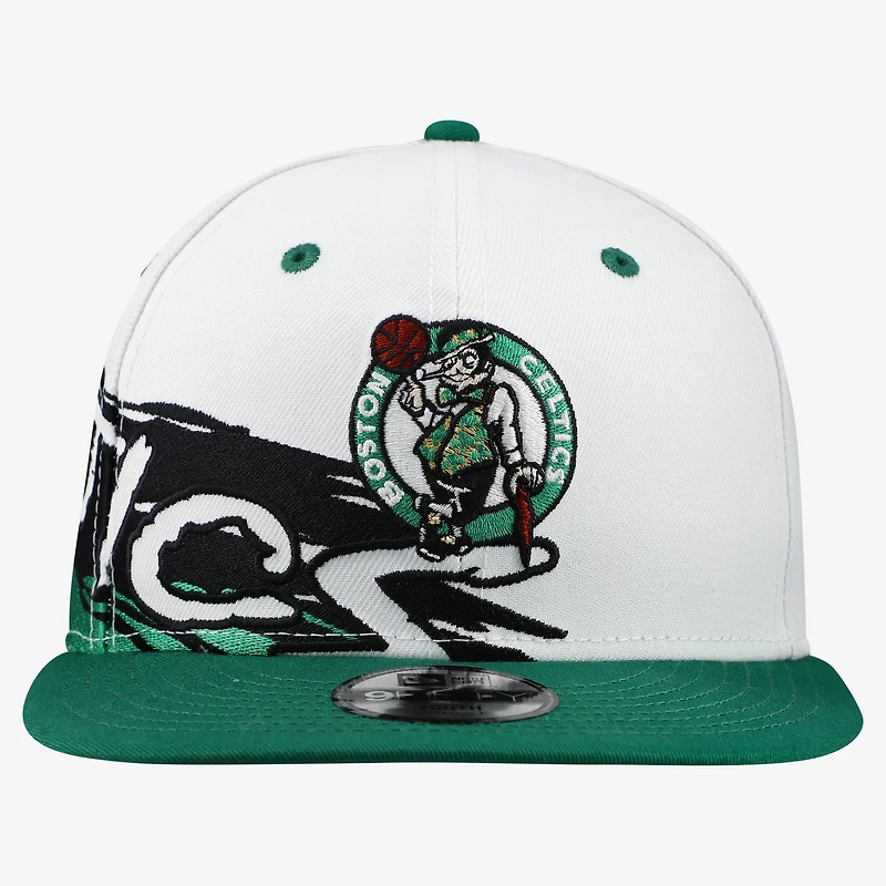 Casquette snapback New Era 9FIFTY blanche et vert Kelly pour jeunes, Boston Celtics.