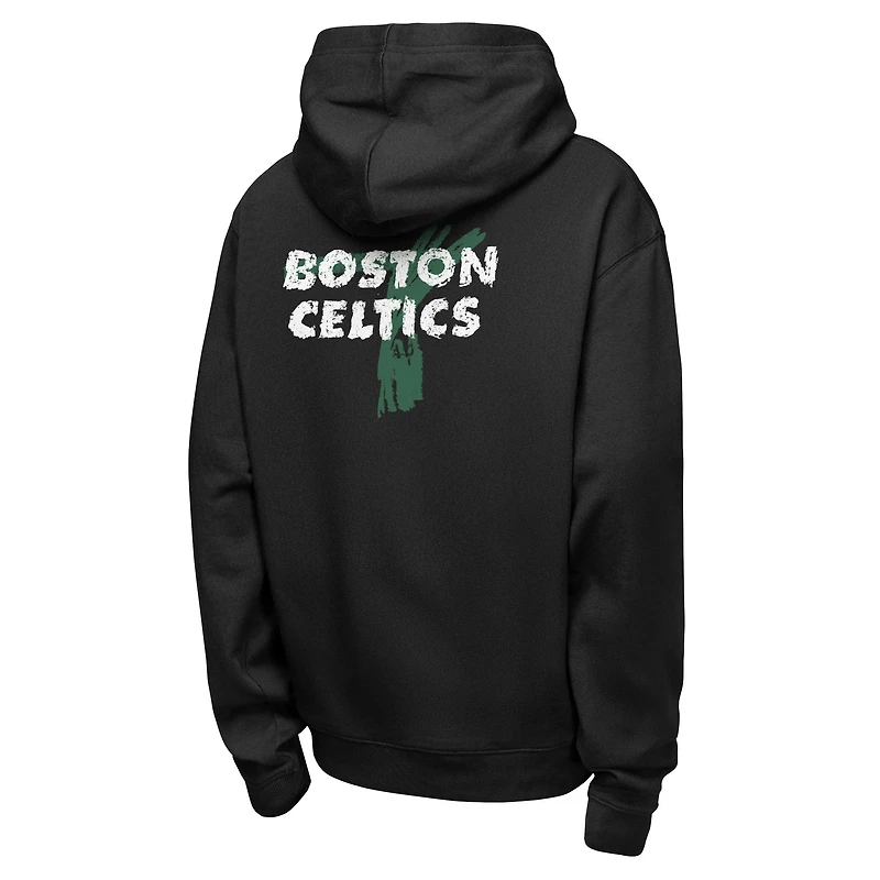 Sweat à capuche Nike Courtside Club Premiere noir pour jeunes, Boston Celtics, de la marque Nike.