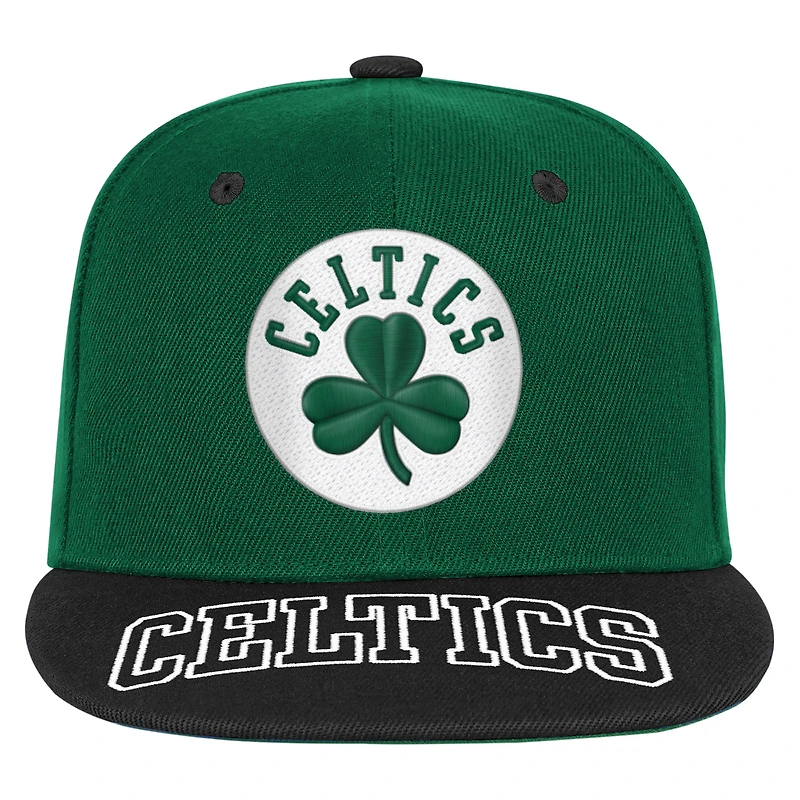 Casquette snapback bicolore vert Kelly/noir des Boston Celtics pour jeunes Outerstuff