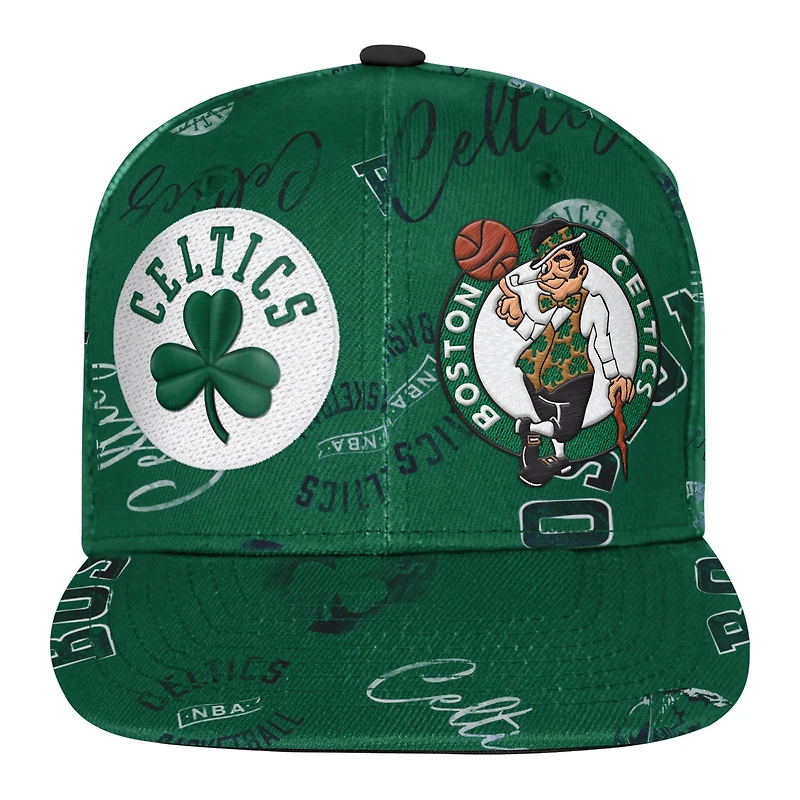 Youth Outerstuff  Kelly Green Boston Celtics Street Hooper Allover Print Snapback Hat