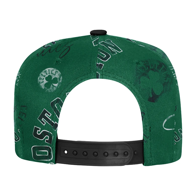 Youth Outerstuff  Kelly Green Boston Celtics Street Hooper Allover Print Snapback Hat