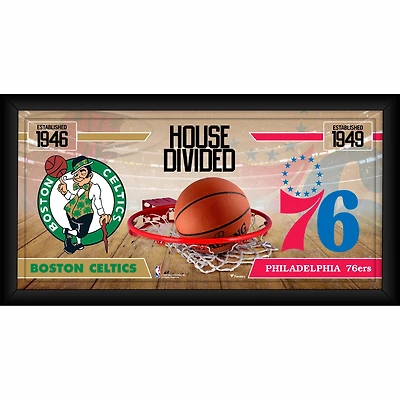 Boston Celtics vs. Philadelphia 76ers Framed 10" x 20" House Divided Collage