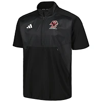 Veste adidas noire à manches courtes et quart de zip pour hommes Boston College Eagles Sideline AEROREADY