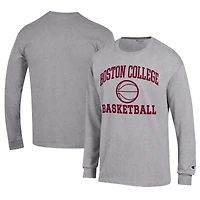 T-shirt de basket-ball à manches longues Champion Grey pour homme, avec logo emblématique des Boston College Eagles