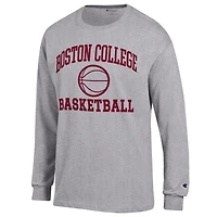 T-shirt de basket-ball à manches longues Champion Grey pour homme, avec logo emblématique des Boston College Eagles