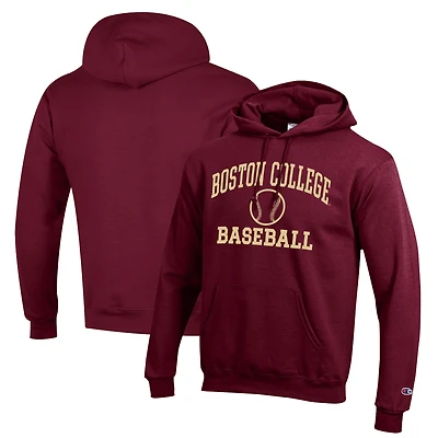 Sweat à capuche Champion Maroon Boston College Eagles Icon Baseball Powerblend pour homme
