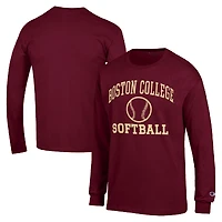 T-shirt à manches longues Powerblend Icon Softball marron Champion pour homme des Boston College Eagles
