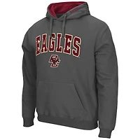 Chandail à capuchon Colosseum Charcoal Boston College Eagles Arch et logo pour hommes