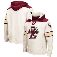 Men's Colosseum Cream Boston College Eagles 2.0 Lace-Up Pullover Hoodie
