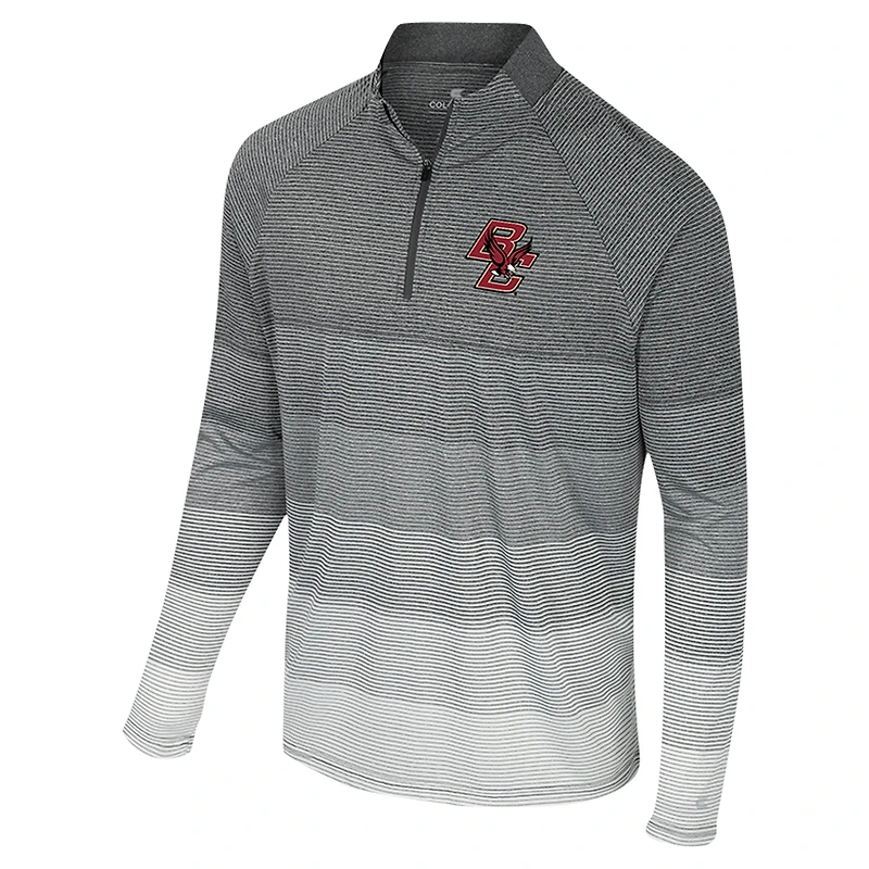 Men's Colosseum  Gray Boston College Eagles AI Striped Mesh Quarter-Zip Raglan Windshirt