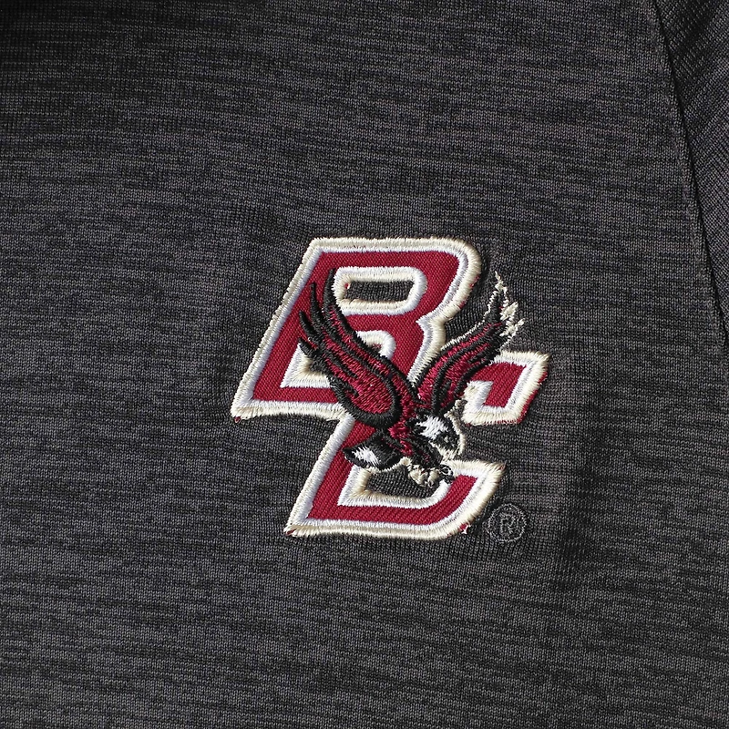 Men's Colosseum Heathered Black Boston College Eagles Down Swing Polo