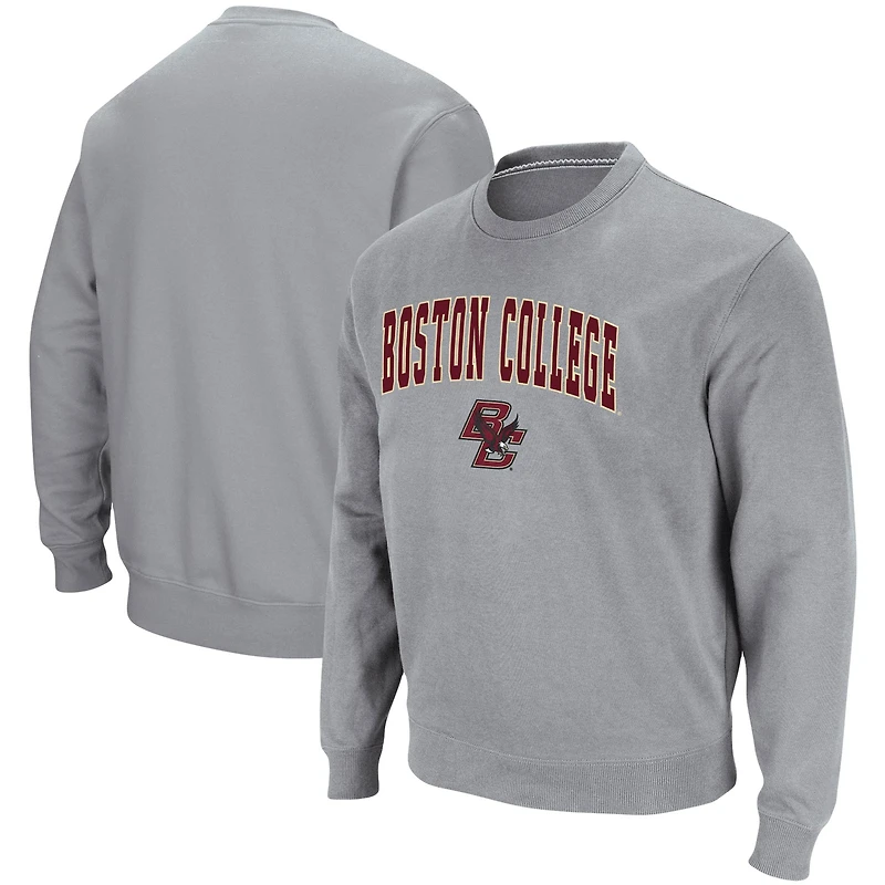 Sweat-shirt à enfiler Colosseum pour homme, gris chiné, avec logo et arche des Boston College Eagles.