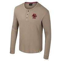 Men's Colosseum  Tan Boston College Eagles Great Outdoors Henley Long Sleeve Shirt