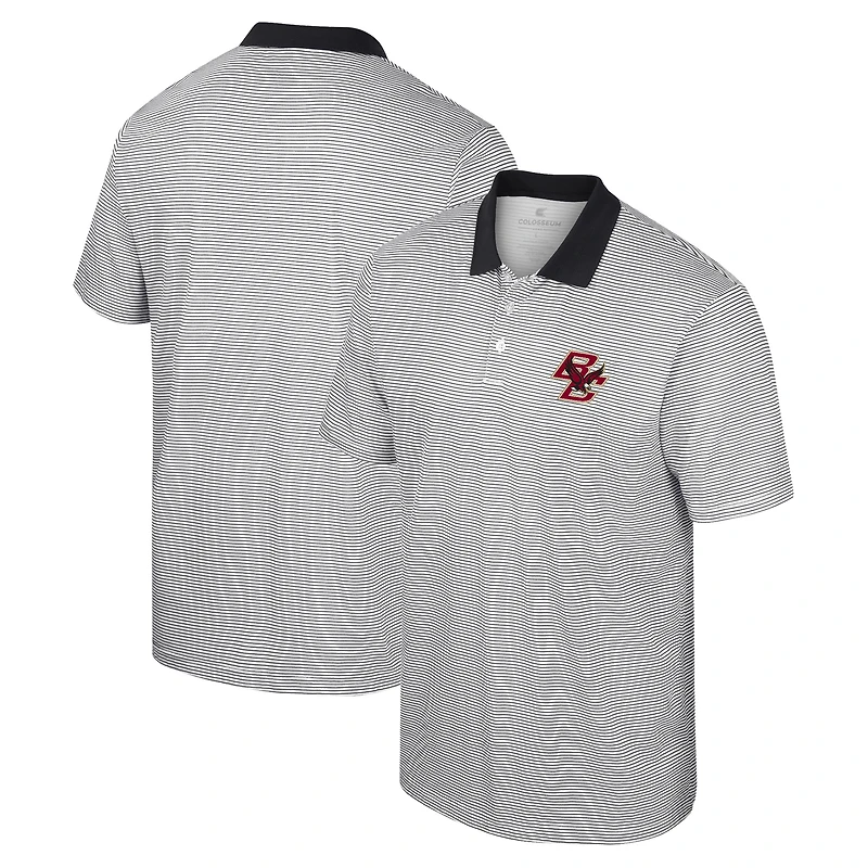 Men's Colosseum White Boston College Eagles Print Stripe Polo