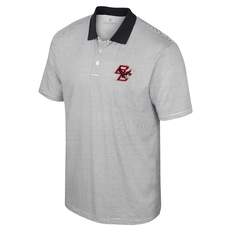 Men's Colosseum White Boston College Eagles Print Stripe Polo