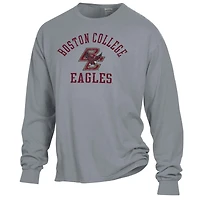Men's ComfortWash Gray Boston College Eagles Arch Logo Garment Dyed Long Sleeve T-Shirt