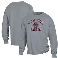 Men's ComfortWash Gray Boston College Eagles Arch Logo Garment Dyed Long Sleeve T-Shirt