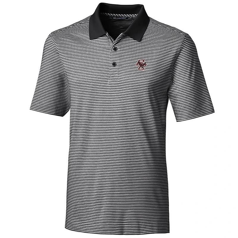 Men's Cutter & Buck Black Boston College Eagles Big Tall Forge Tonal Stripe Polo