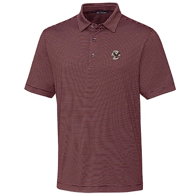 Men's Cutter & Buck Maroon Boston College Eagles Big Tall Forge Pencil Stripe Polo