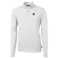 Pull-over zippé quart de tour en piqué écologique recyclé pour homme, blanc, Boston College Eagles, Virtue, grande taille