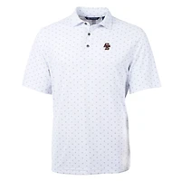 Polo recyclé Cutter & Buck White Boston College Eagles pour homme, grandes tailles, en piqué écologique à motif carreaux.