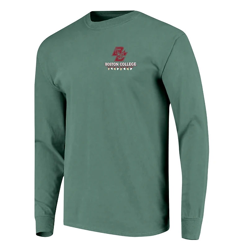 Men's Image One Light Green Boston College Eagles Holiday Long Sleeve T-Shirt