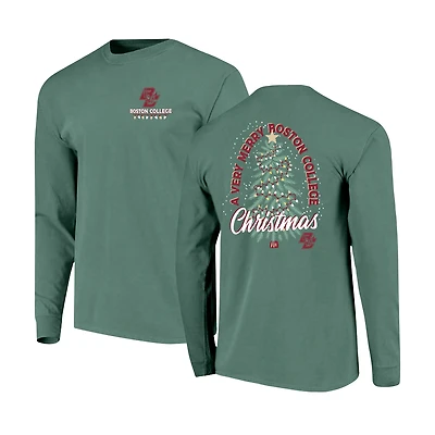 Men's Image One Light Green Boston College Eagles Holiday Long Sleeve T-Shirt