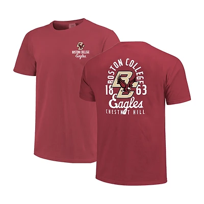 T-shirt à superposition de mascotte Boston College Eagles Comfort Colors pour homme, couleur bordeaux
