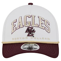 Men's New Era White/Maroon Boston College Eagles Arch Two-Tone Rope 9FORTY A-Frame M-Crown Adjustable Hat