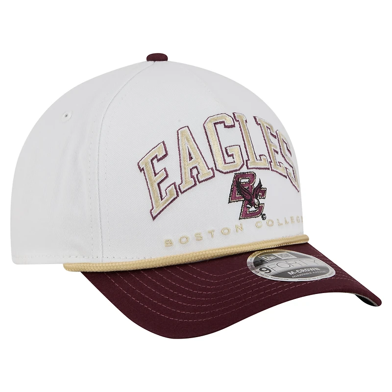 Men's New Era White/Maroon Boston College Eagles Arch Two-Tone Rope 9FORTY A-Frame M-Crown Adjustable Hat