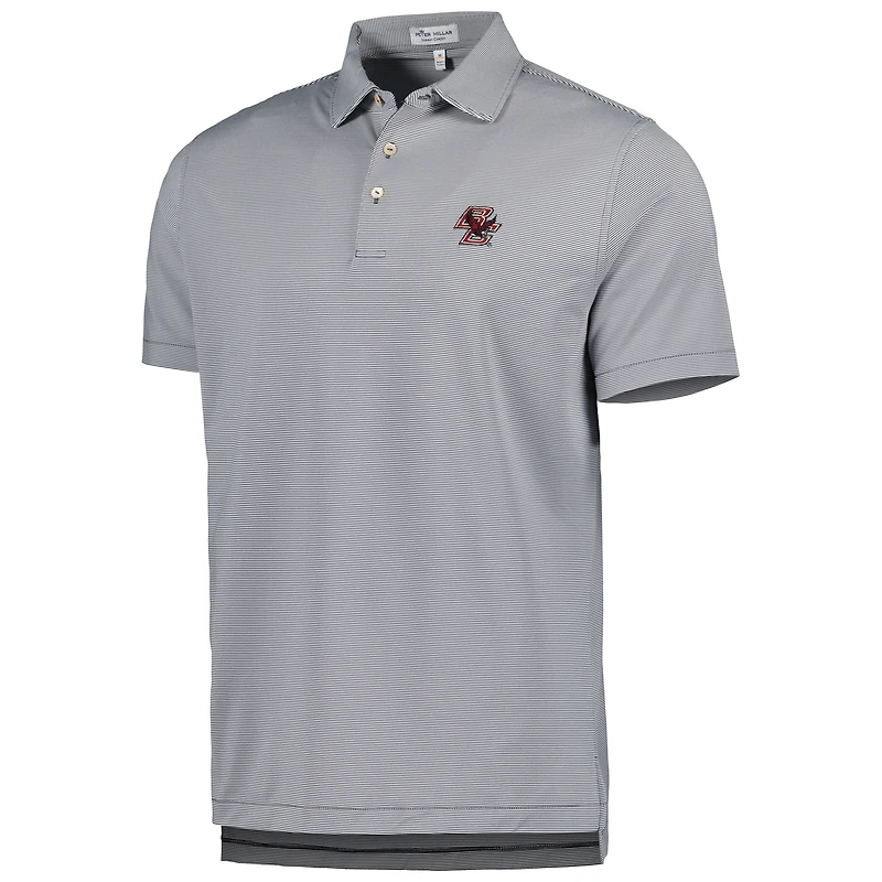 Men's Peter Millar Gray Boston College Eagles Jubilee Striped Performance Jersey Polo