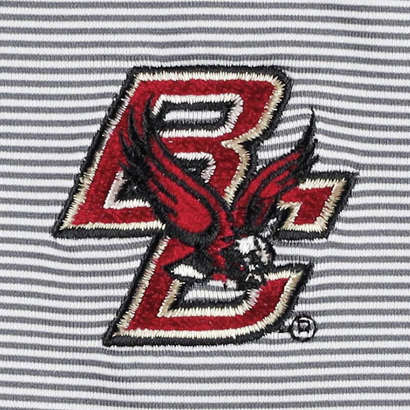 Men's Peter Millar Gray Boston College Eagles Jubilee Striped Performance Jersey Polo
