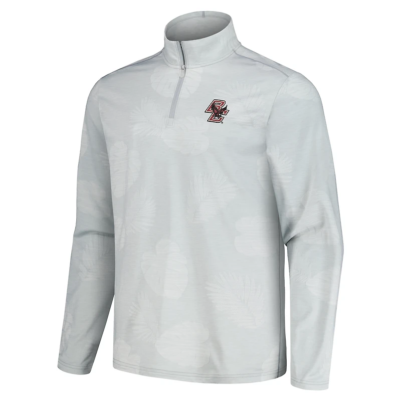 Men's Tommy Bahama Gray Boston College Eagles Delray Frond IslandZone Half-Zip Jacket