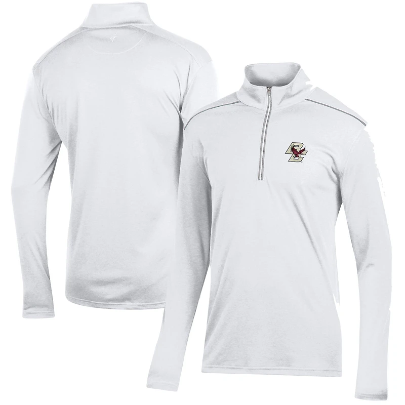 Men's White Boston College Eagles Classic Jacquard Quarter-Zip Pullover Top