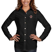 Chemise boutonnée à manches longues en tissu noir Antigua pour femme, motif Dynastie des Eagles de Boston College