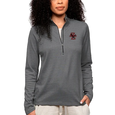 Pull-over zippé 1/4 Antigua Heather Charcoal Boston College Eagles pour femme
