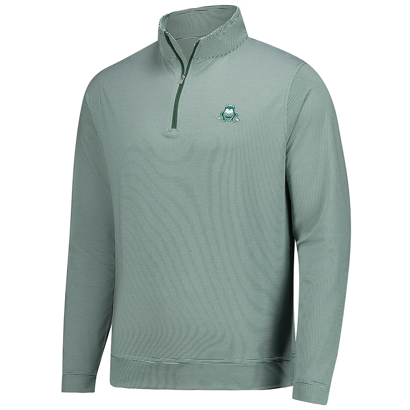 Men's Peter Millar Green Boston Common Golf Perth Mini Stripe Quarter-Zip Pullover