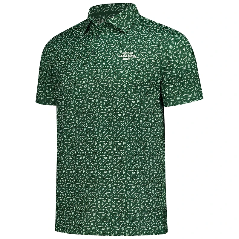 Men's TGL X Barstool Green Boston Common Golf Printed Polo