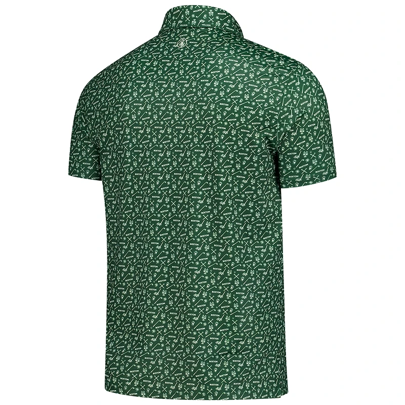 Men's TGL X Barstool Green Boston Common Golf Printed Polo