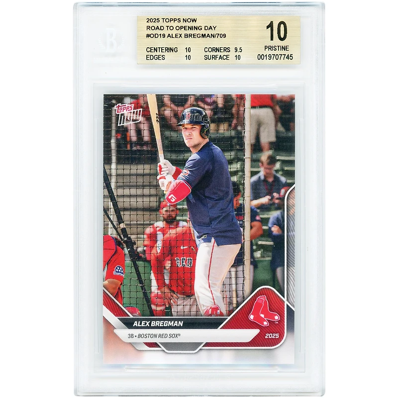 Carte Alex Bregman des Red Sox de Boston 2025 Topps Now Road to Opening Day #OD-19, authentifiée BGS (10 cartes) - Sous-notes : 10, 9,5, 10, 10